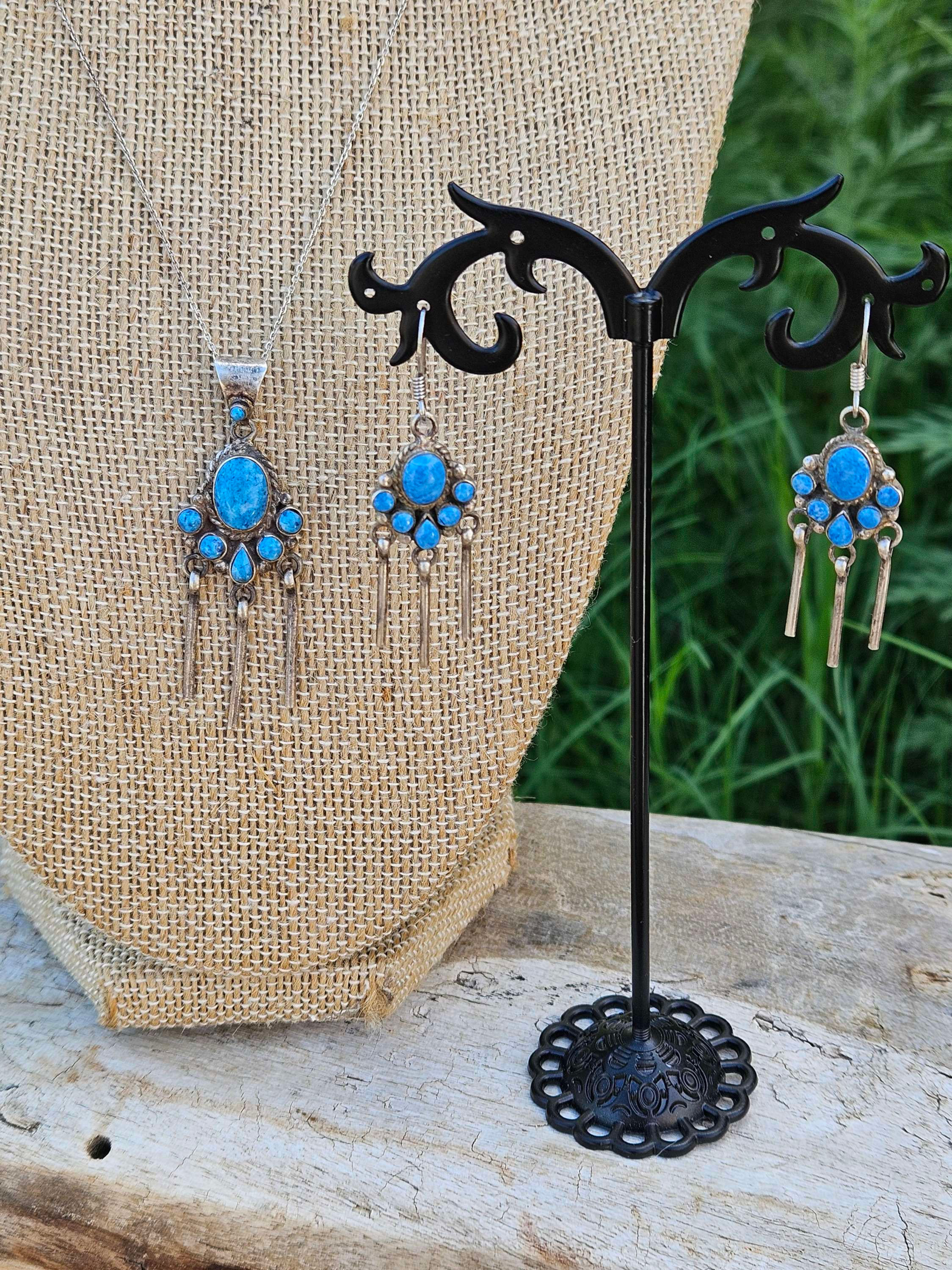 Azure Dangle Earrings and Necklace Set