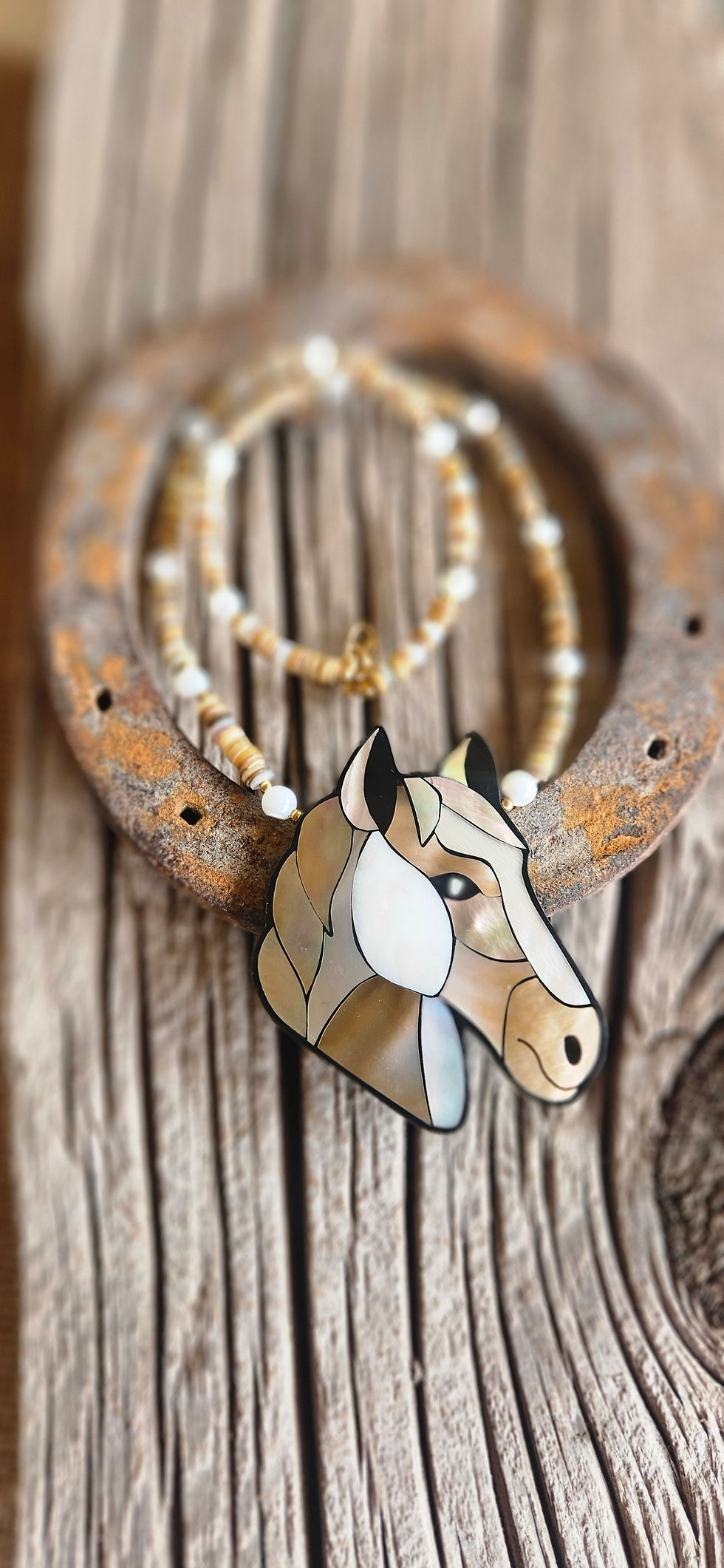 Thumbnail: Pearl Prairie Horse VINTAGE 18" Necklace 