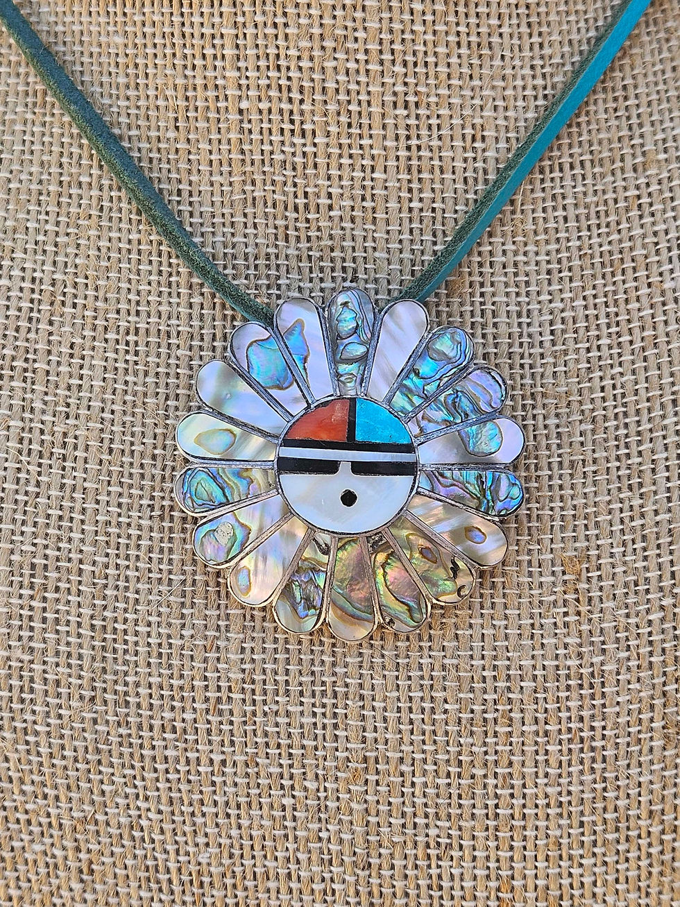 Thumbnail: Radiant VINTAGE Zuni Sunface Brooch/Pendant