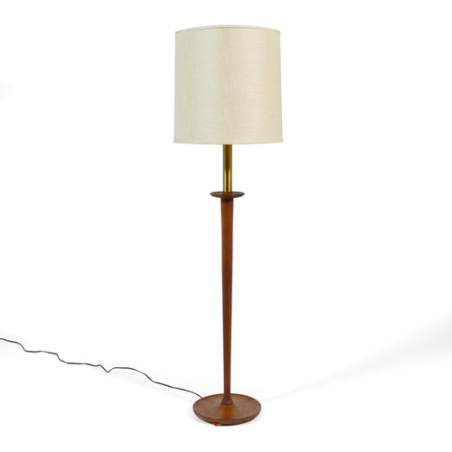 Walnut Floor Lamp with Sculpted Details pegboardmodern