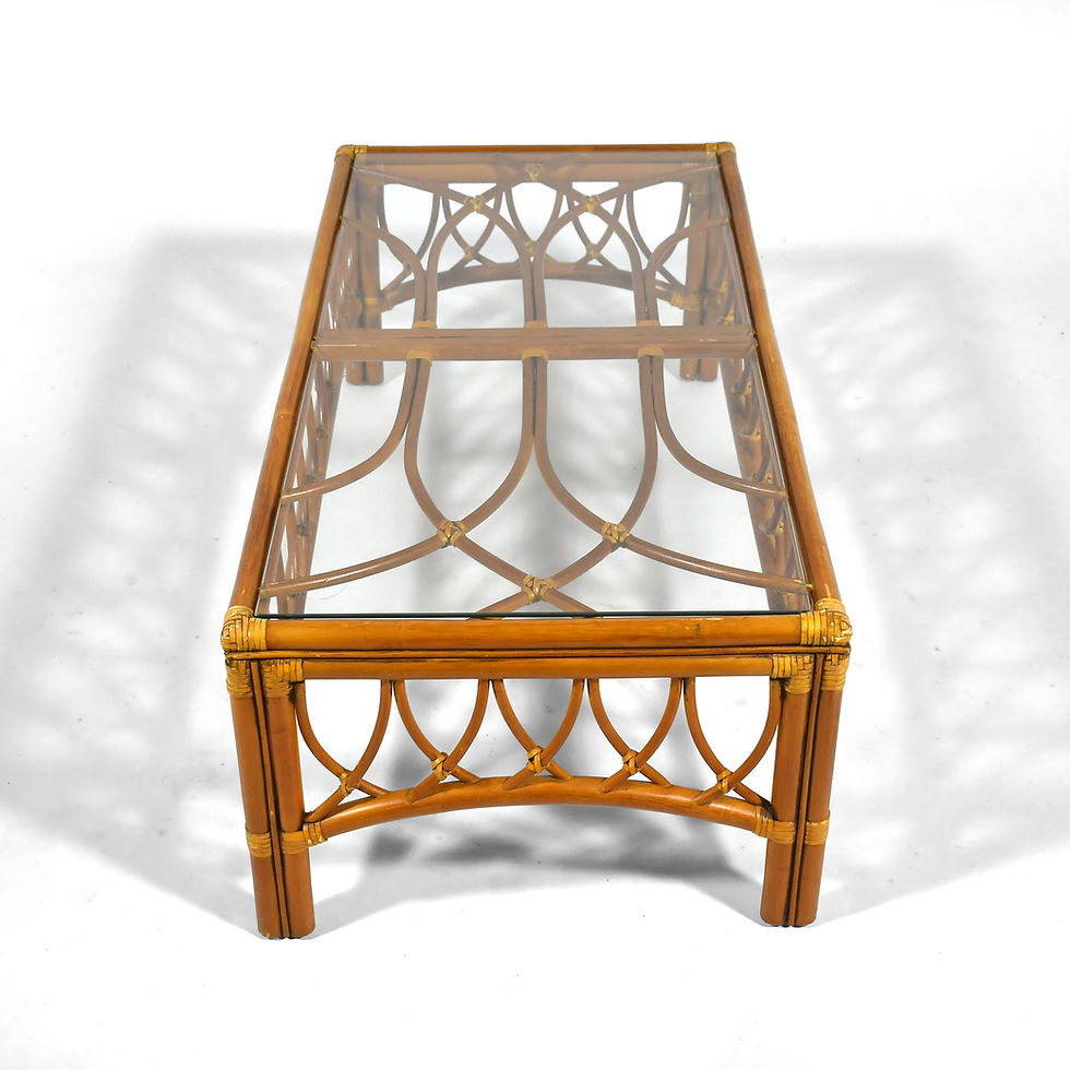 Thumbnail: McGuire Rattan Coffee Table with Glass Top