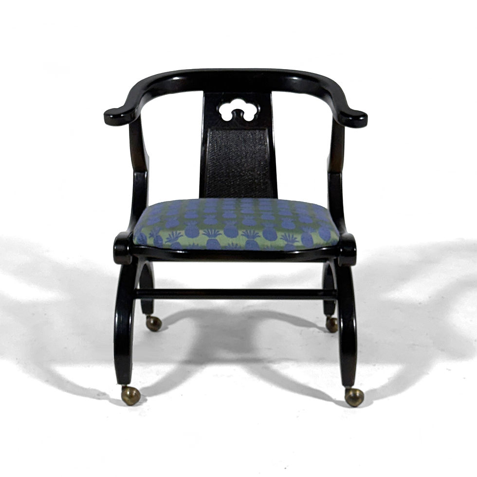 Thumbnail: Pair of Mid-Century Chinoiserie Ming Style Horseshoe Back Chairs