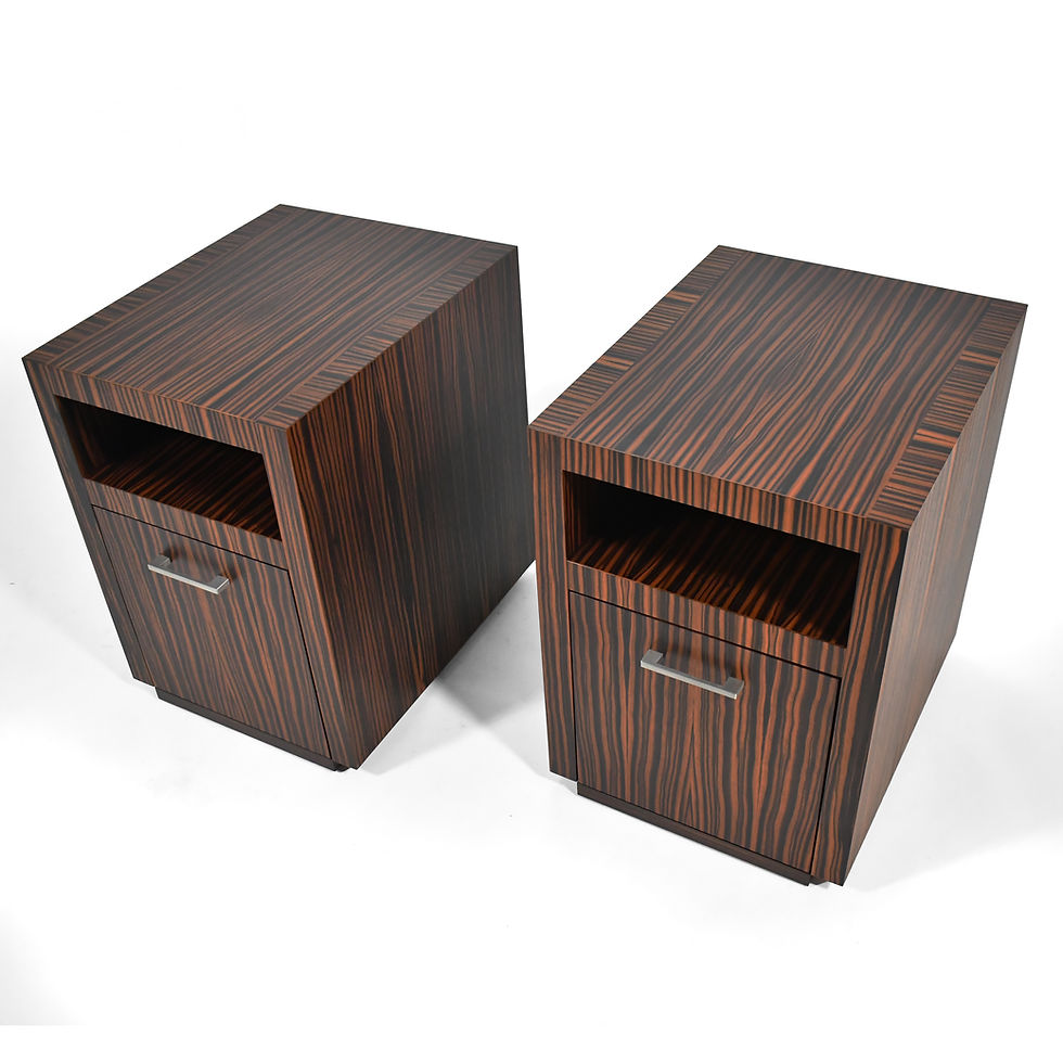 Thumbnail: Pair of Bespoke Nightstands in Zebra Wood
