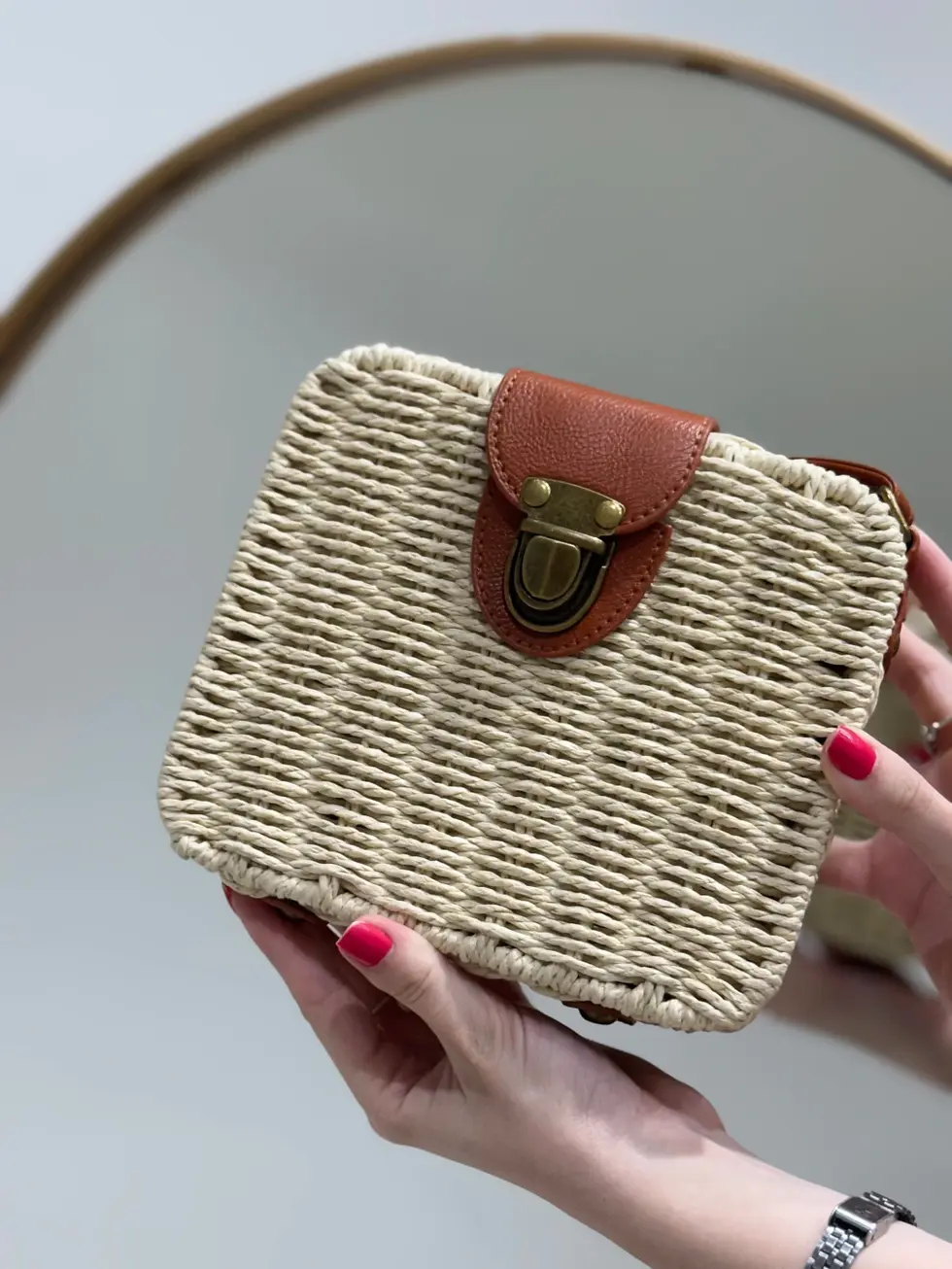 Miniatura: Bolsa de Palha Baú  – Alça Redonda • Bolsa Praia, Resort & Verão