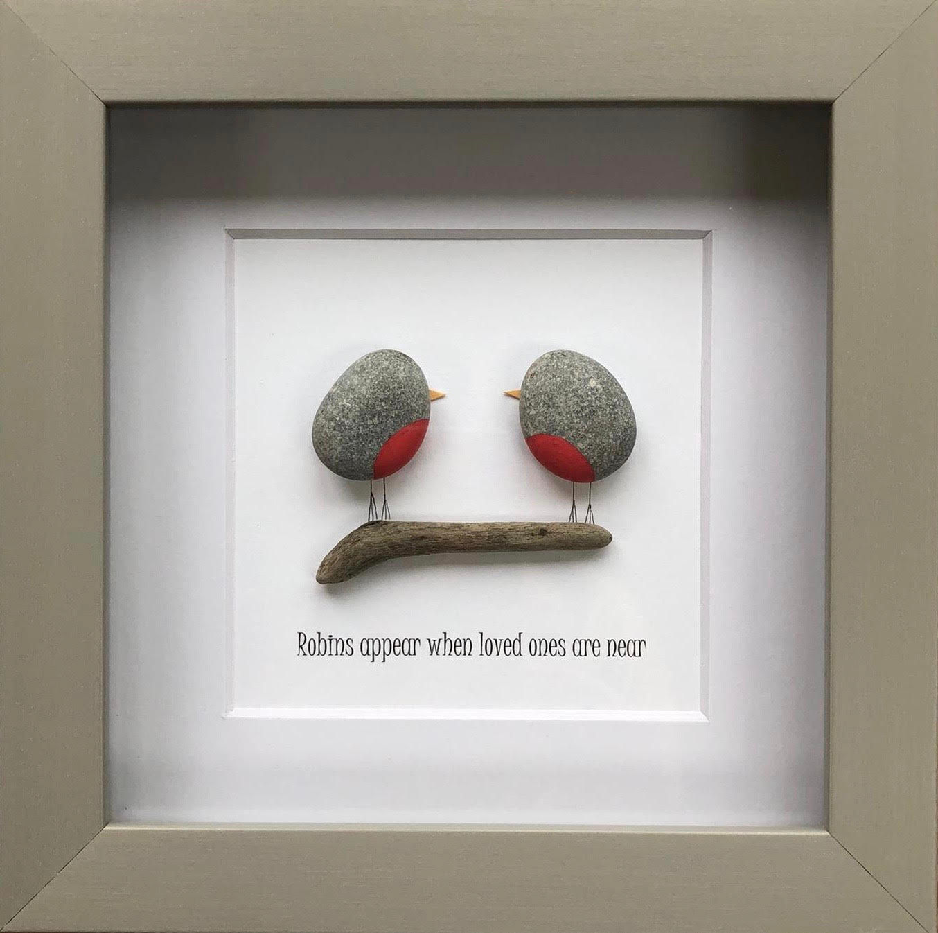 Robins Appear When Loved Ones Are Near Pebble Frame