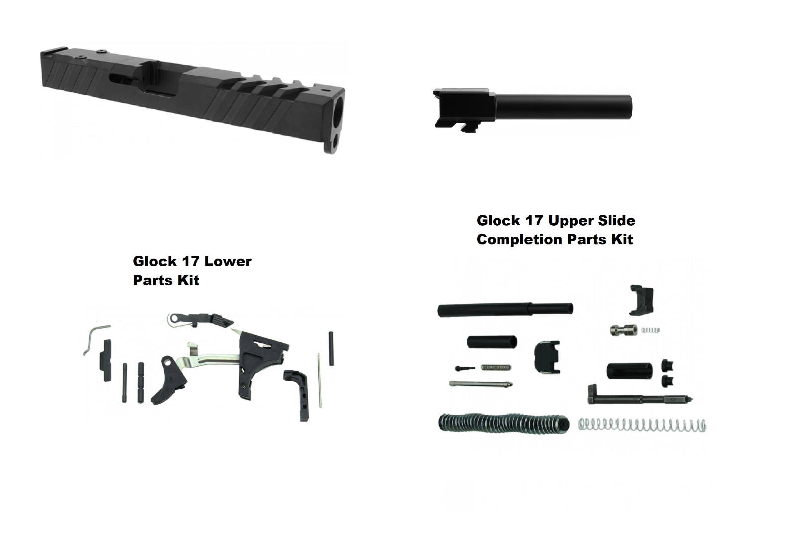 Gen 3 Glock 17 RMR Cut Slide + Barrel + Upper Slide & Lower Parts Kits + Cover