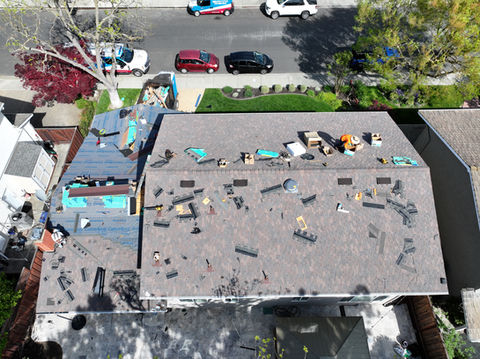 Roof replacement in progress