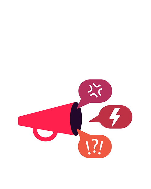 Imagem mostrando um megafone com diversos balões de fala agressiva