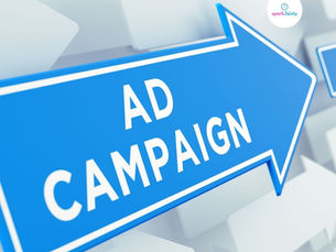an arrow with ad campaign text inside