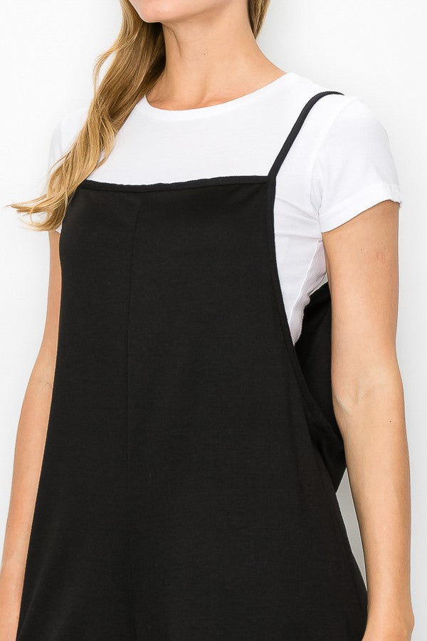 Miniatyrbilde: Cropped Bottom Wide Leg Oversized Jumpsuit - Black