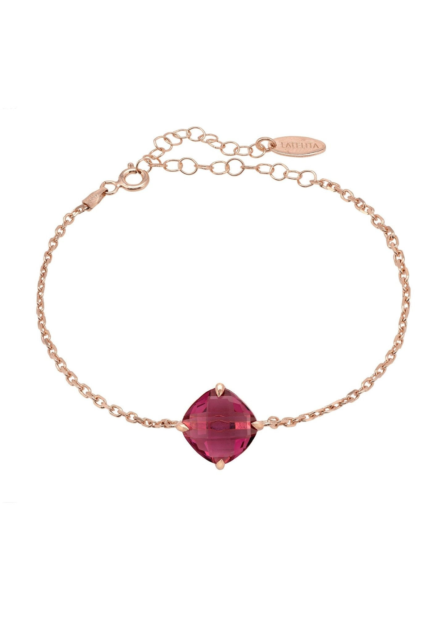 Empress Pink Tourmaline Gemstone Bracelet Rosegold