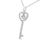 Thumbnail: .925 Sterling Silver 1/5 Cttw Round-Cut Diamond Double Heart & Key 18" Pendant