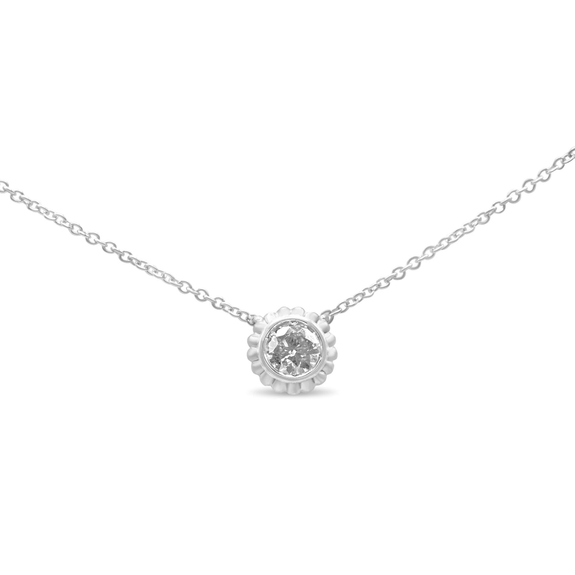 10K White Gold 1/4 Cttw Bezel-Set Round Diamond