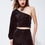 Thumbnail: Party Cropped One Shoulder Top With Glitter Detail in Black