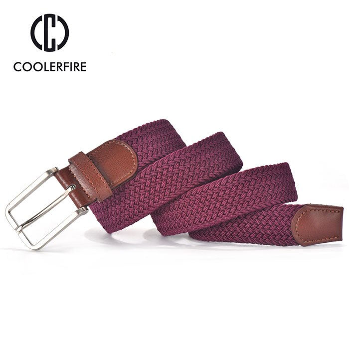 Thumbnail: Men Women Casual Knitted Belt Woven Canvas Elastic Expandable