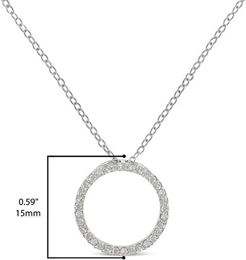 Miniatyrbilde: .925 Sterling Silver 3/4 Cttw Round-Cut Diamond Open Circle Halo 18"