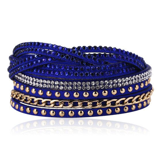 Thumbnail: HOCOLE Fashion Gem Rhinestone Magnetic Leather Bracelets