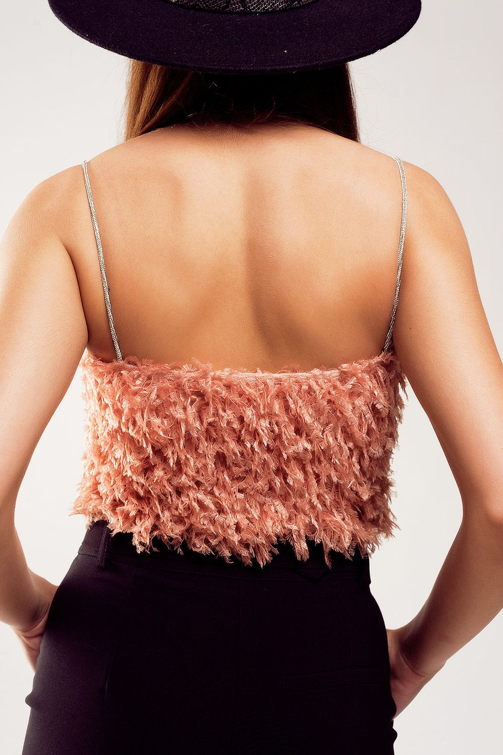 Thumbnail: Faux Feather Crop Cami in Pink