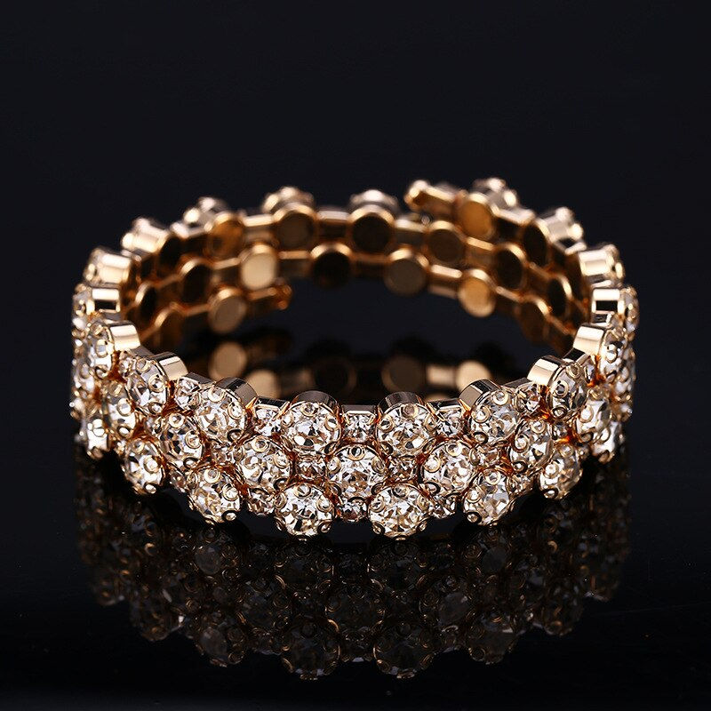 Thumbnail: HOCOLE Fashion Gem Rhinestone Magnetic Leather Bracelets