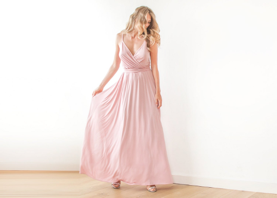 Miniatyrbilde: Pink Wrap Maxi Dress #1060