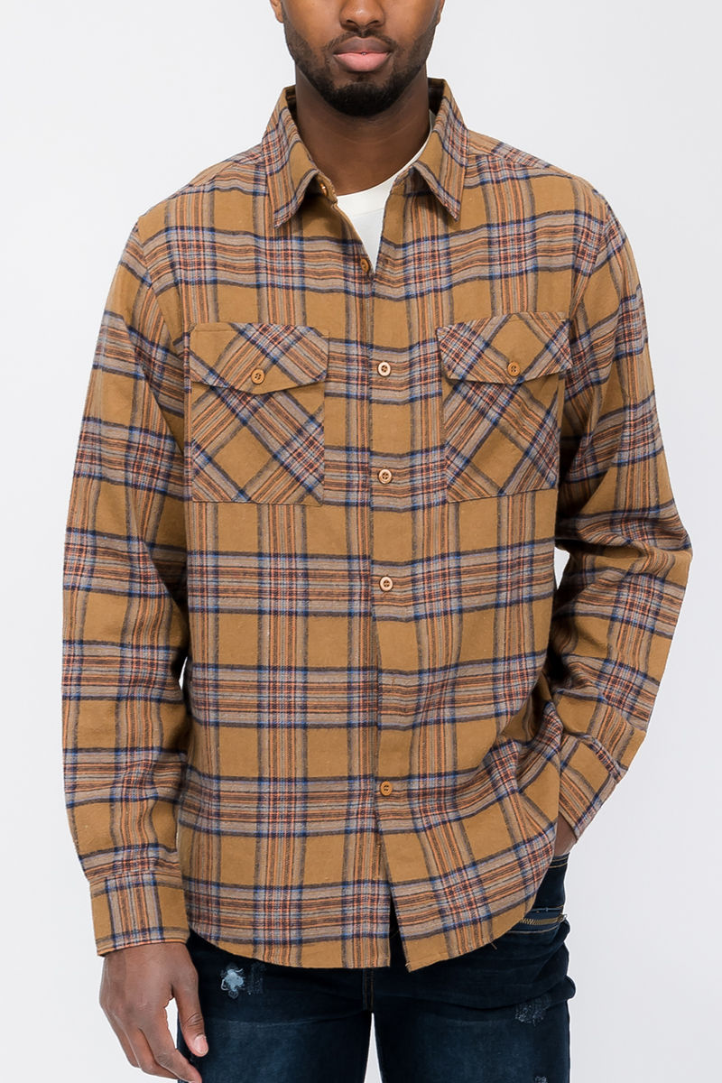 Miniatyrbilde: Long Sleeve Checkered Plaid Brushed Flannel