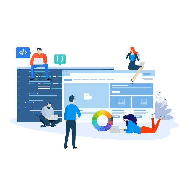 people building a website