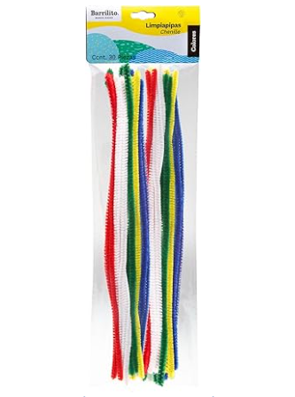 CHENILLE SURTIDO 0.6X30CM PAQ 30 UND