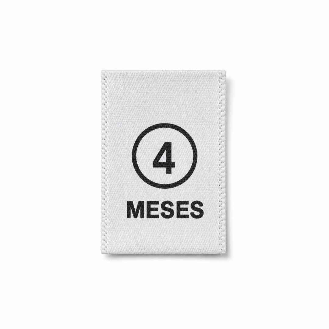 ETIQUETA TALLA 4 MESES BLANCA PAQ 50 PCS
