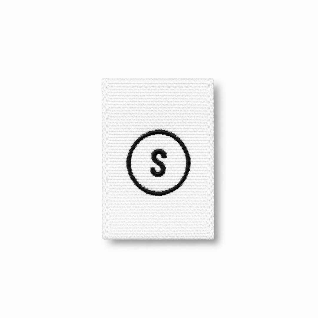 ETIQUETA TALLA S BLANCA PAQ 50 PCS