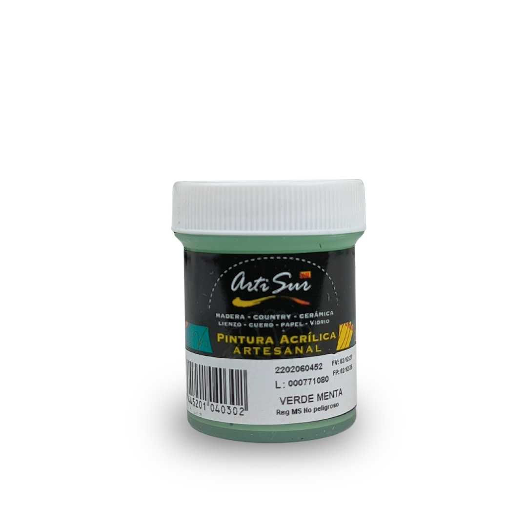 PINTURA ACRILICA ARTESANAL VERDE MENTA 30ML