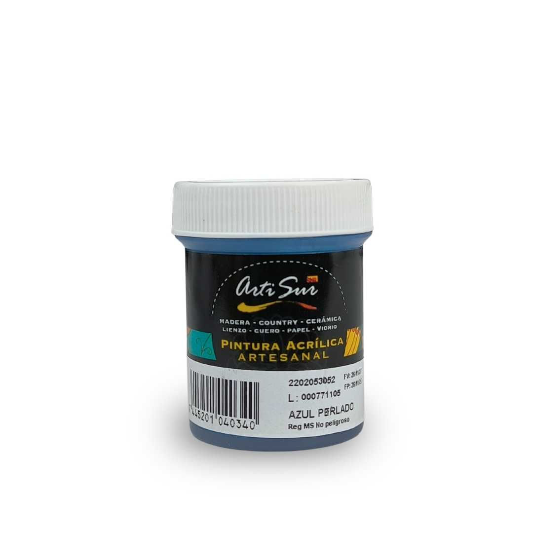 PINTURA ACRILICA ARTESANAL AZUL PERLADO 30ML