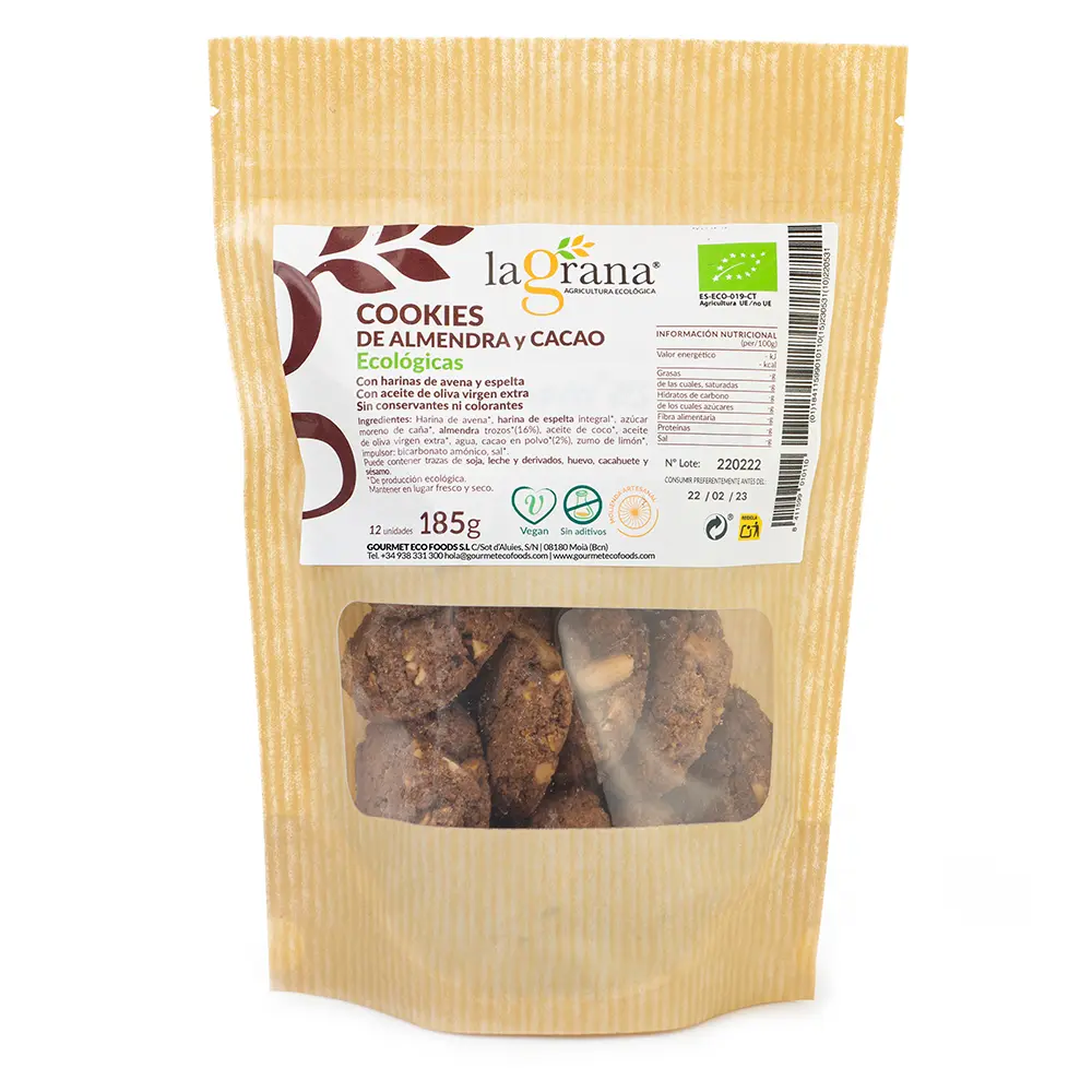 Cookies ecològiques d' ametlla i cacau