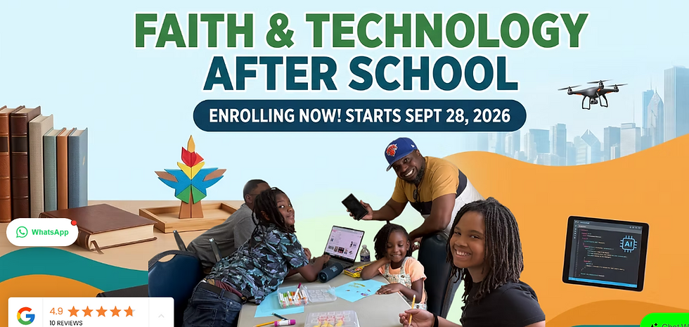 Bible & Tech Afterschool Program (Rochester, NY) Mon-Friday 3pm to 5pm.