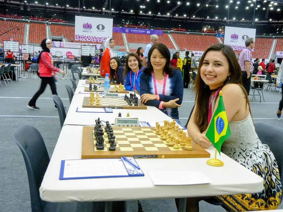                              Thauane na Olimpíada de Xadrez no Azerbaijão em 2016                                                                   Foto: Arquivo Pessoal da enxadrista