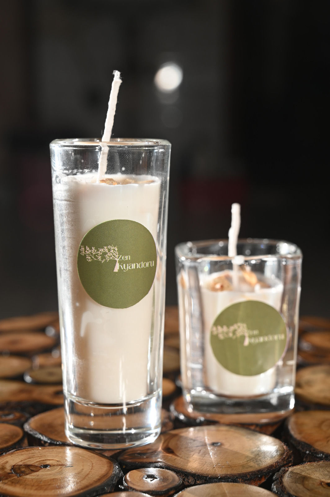 Large & short glass candles