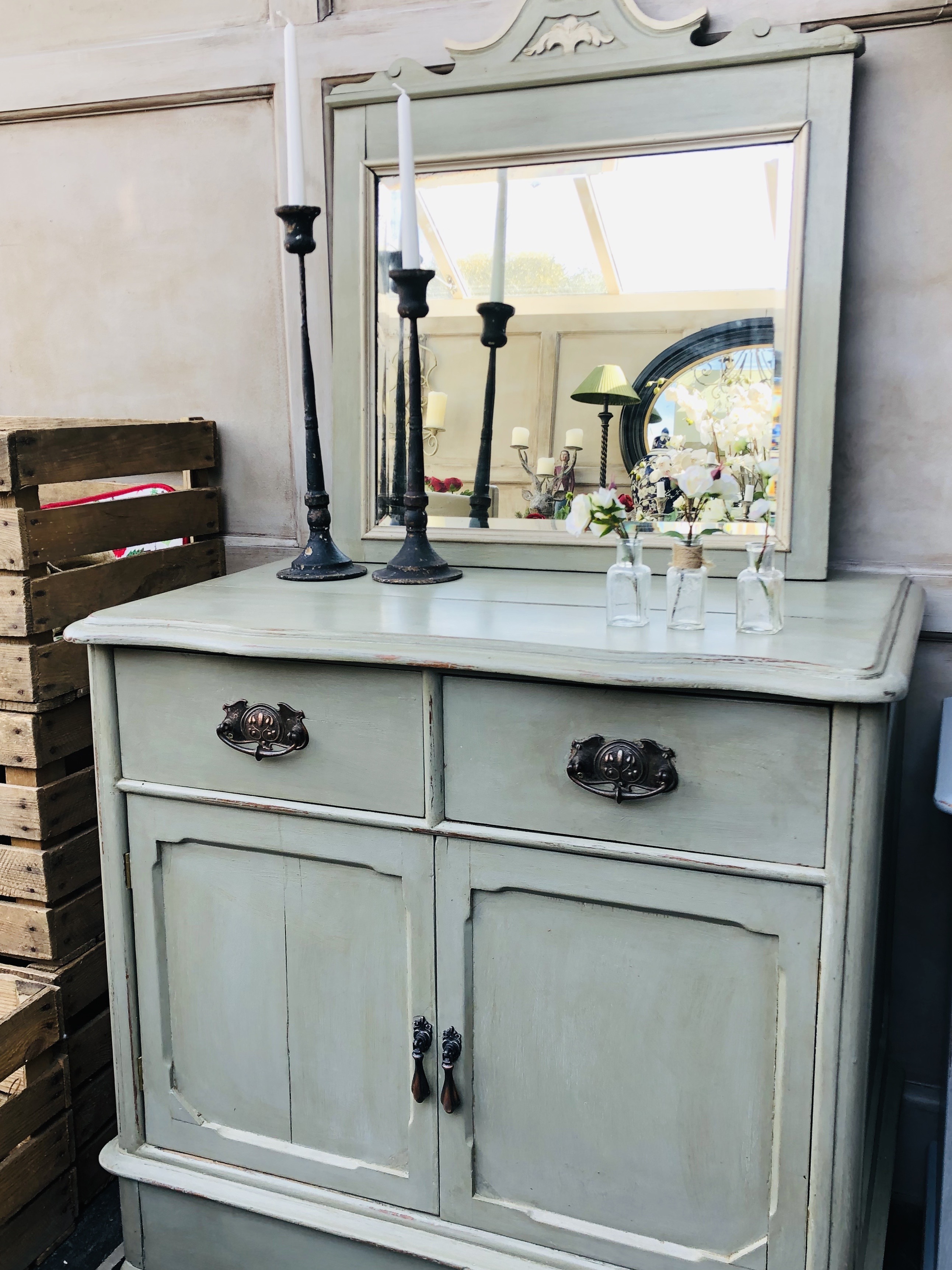 French Grey Vintage Cupboard