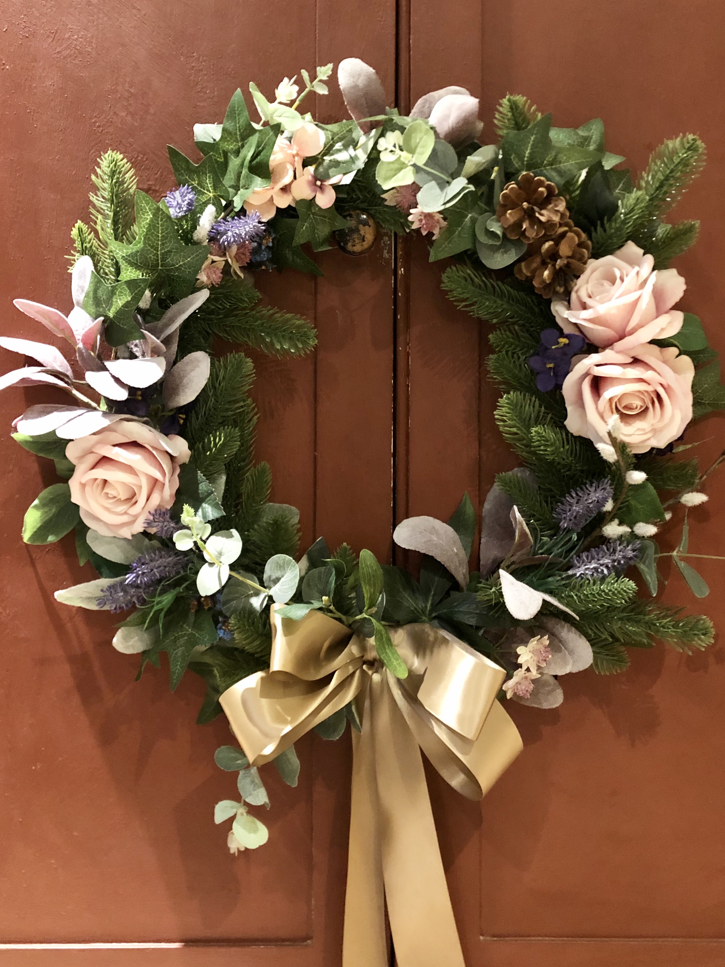 Pink Rose Christmas Wreath