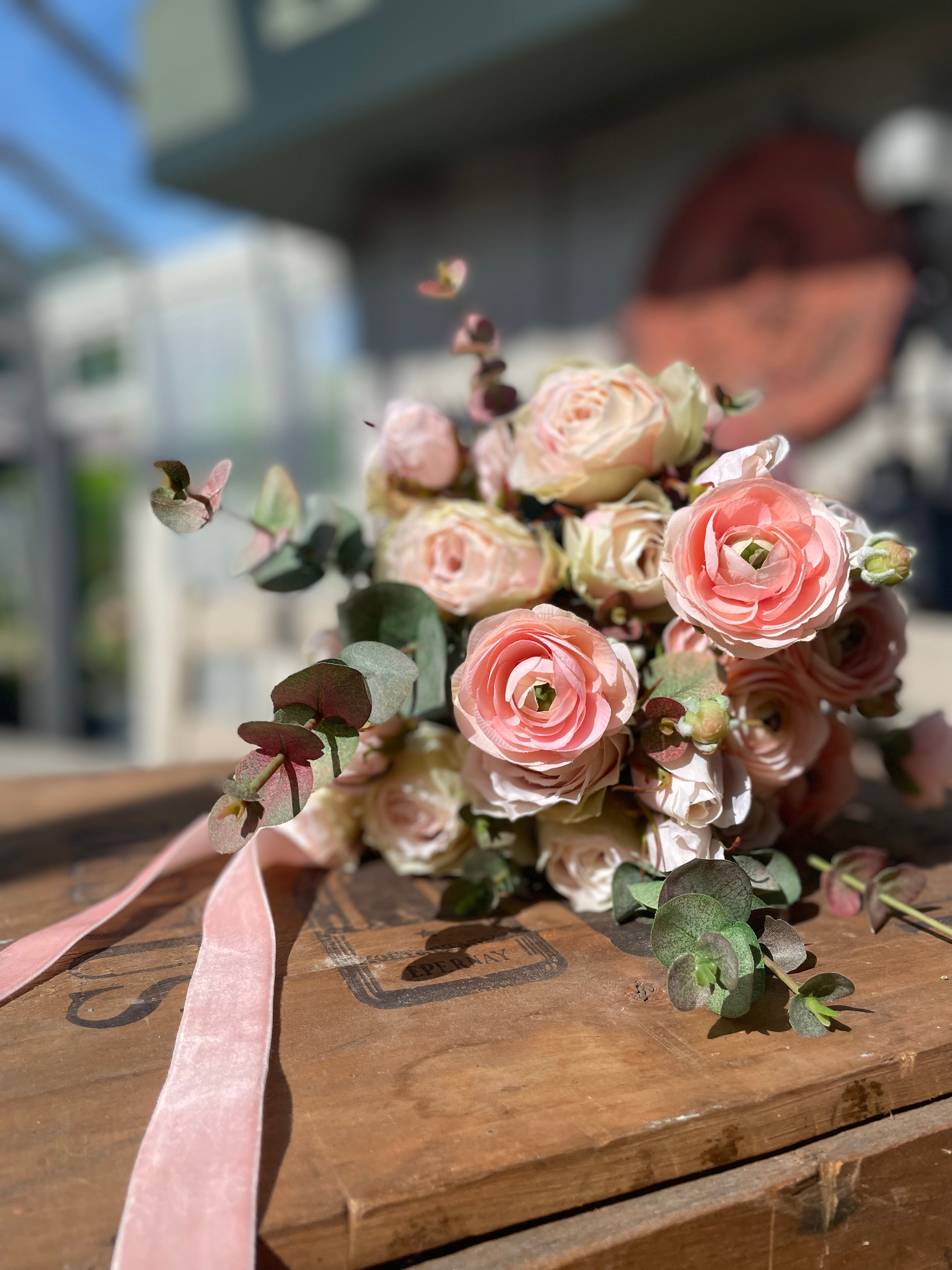 Faux bridal bouquet powder pinks
