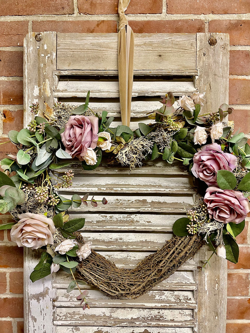 Thumbnail: Heart faux flower wreath made to order From: