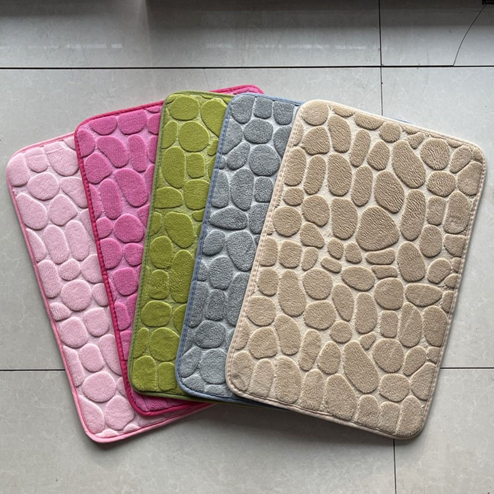 Cobblestone Embossed Bath Mat Non-slip Carpets Water Absorption Washable Bathtub