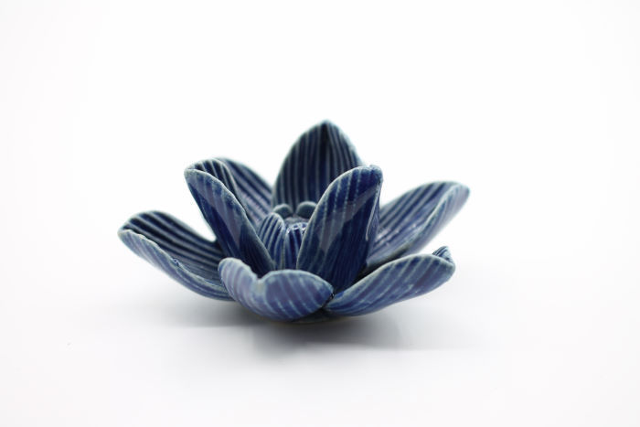 Thumbnail: Lotus Flower Ceramic Incense Holder - Blue