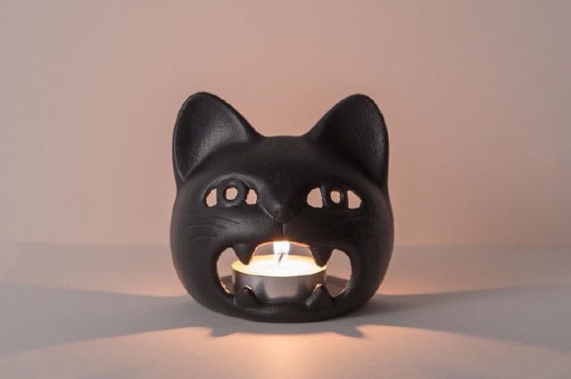 Thumbnail: Candle Holder Black Cat - Cast Iron