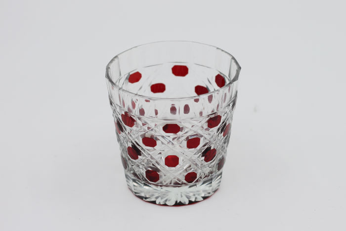 Thumbnail: Kiriko Glass Sake cup - Vermilion