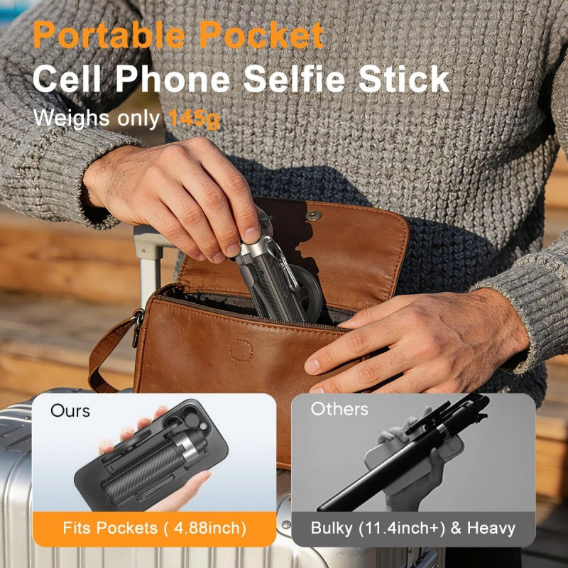 Miniatura: 5 in 1 Extendable Selfie Stick with Remote 360 Rotation Mini Tripod Phone Stand 