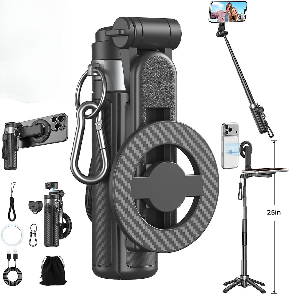 Miniatura: 5 in 1 Extendable Selfie Stick with Remote 360 Rotation Mini Tripod Phone Stand 