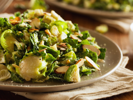 Brussels Sprouts and Kale Salad with Lemon Garlic Vinaigrette Dressing