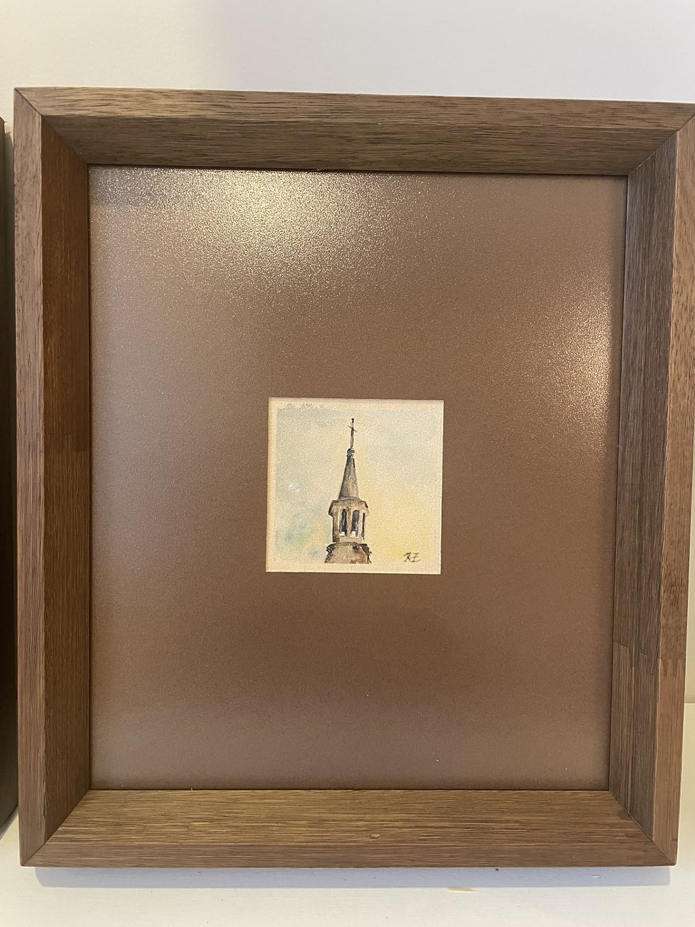 Miniatura: Composição de pinturas originais em aquarela com moldura de madeira.