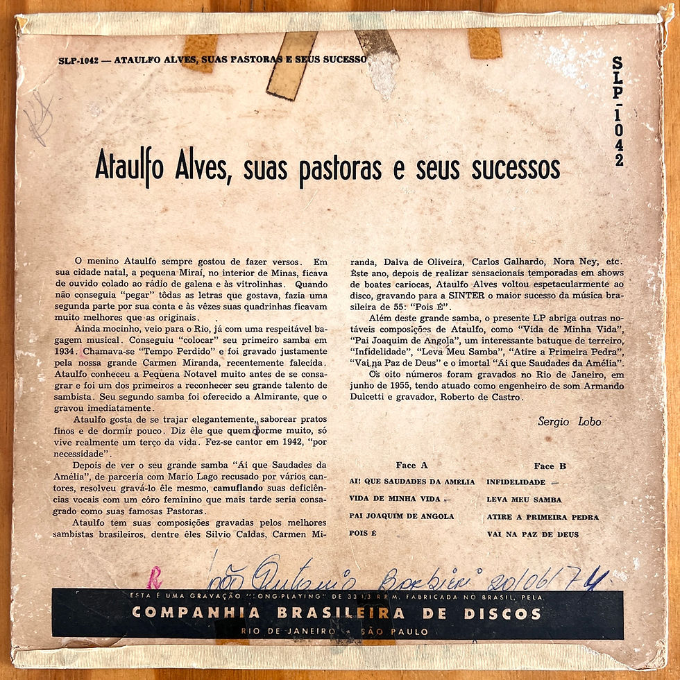 Miniatura: 10" Ataulfo Alves, Suas Pastoras E Seus Sucessos - Sinter