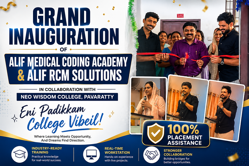 Grand Inauguration of Alif Medical Coding Academy & Alif RCM Solutions in Collaboration with Neo Wisdom College, Pavaratty