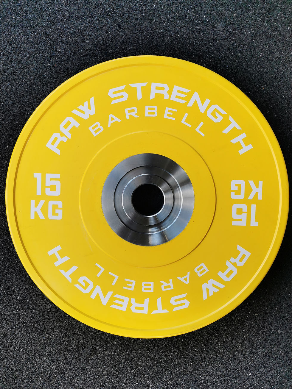 Thumbnail: RAW STRENGTH BARBELL PREMIUM COMPETITION YELLOW BUMPER  PLATE 15KG (PAIR)